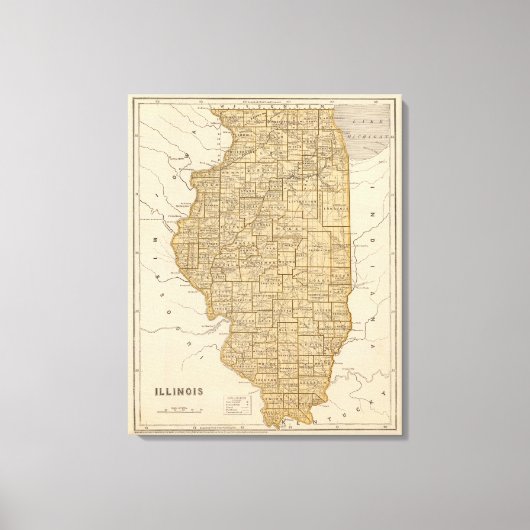 Toile Carte Atlas de l'Illinois (Recto)