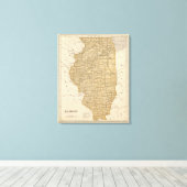 Toile Carte Atlas de l'Illinois (Insitu (Plancher de Bois))