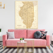 Toile Carte Atlas de l'Illinois (Insitu(Salon))