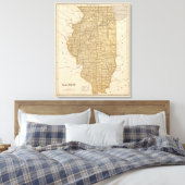 Toile Carte Atlas de l'Illinois (Insitu(Chambre))