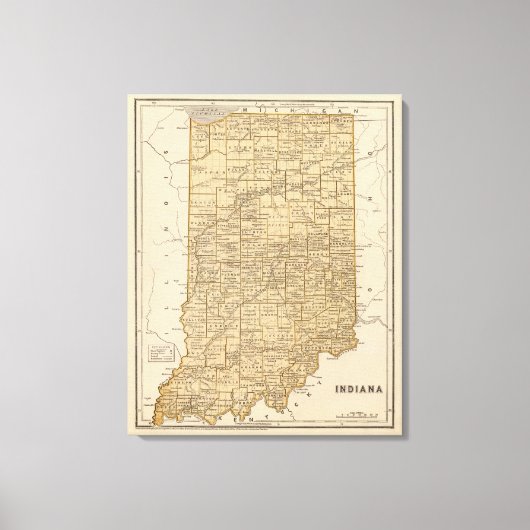 Toile Carte Atlas de l'Indiana (Recto)