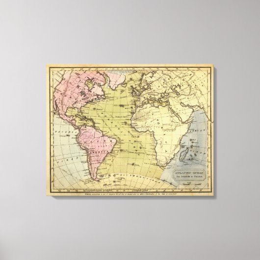 Toile Carte Atlas de l'océan Atlantique (Recto)
