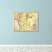 Toile Carte Atlas de l'océan Atlantique (Insitu (Plancher de Bois))