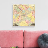Toile Carte Autour De La Ville De Philadelphie (Insitu(Salon))