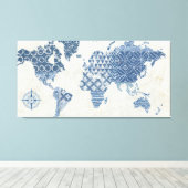 Toile Carte Batik Bleu Indigo du monde (Insitu (Plancher de Bois))