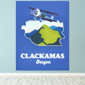 Toile Carte Clackamas Oregon USA (Insitu (Plancher de Bois))