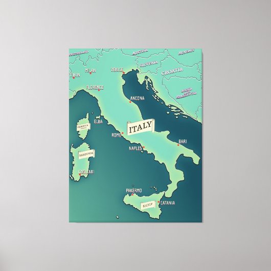 Toile Carte Classique d'Italie (Recto)