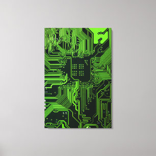 Toile Carte cool de circuit informatique verte