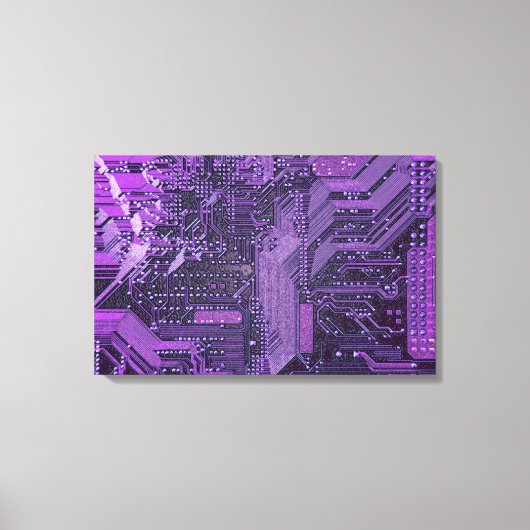 Toile Carte Cyber Circuit Purple Tech Art Electronique (Recto)