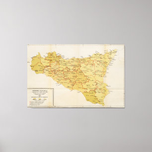 Toile Carte d'activité de Mafia en Sicile Italie 1900