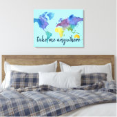 Toile Carte d'aquarelle décorée avec devis de voyage (Insitu(Chambre))