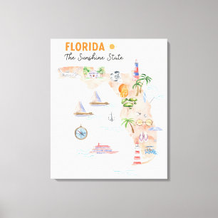 Toile Carte d'art de l'état de Floride
