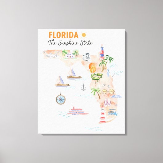 Toile Carte d'art de l'état de Floride (Recto)