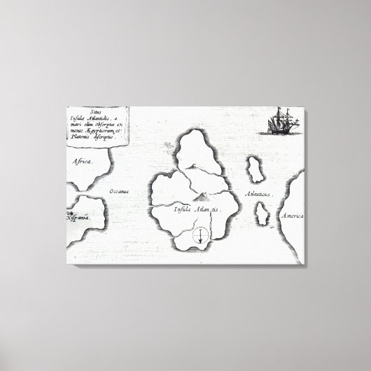 Toile Carte d'Atlantis, de 'Mundus Subterraneus' (Recto)