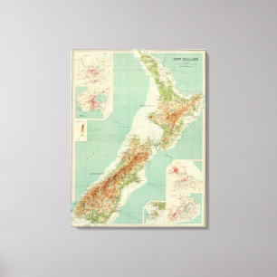 Toile Carte d'atlas de la Nouvelle Zélande