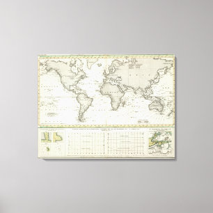 Toile carte d'atlas de Marée-vague