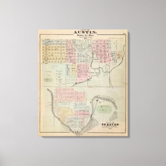 Toile Carte d'Austin, comté de Mower, Minnesota (Recto)