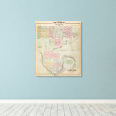 Toile Carte d'Austin, comté de Mower, Minnesota (Insitu (Plancher de Bois))