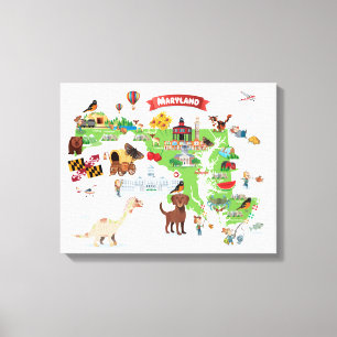 Toile Carte de bande dessinée du Maryland