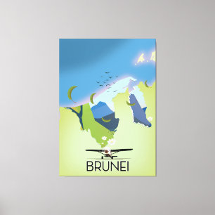 Toile Carte de Brunei affiche voyage