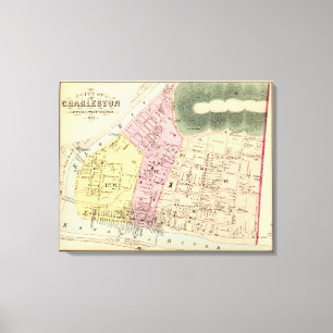 Toile Carte de Charleston, la Virginie Occidentale
