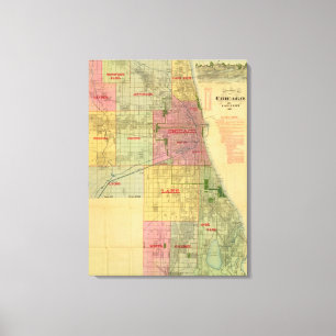 Toile Carte de Chicago et de ses environs par Blanchard