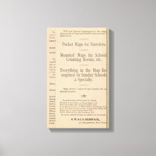 Toile Carte de conduite et de roulage de Colton des État (Recto)