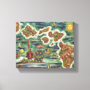 Toile Carte de Dole d'Hawaï 1950 • Peinture à l'huil