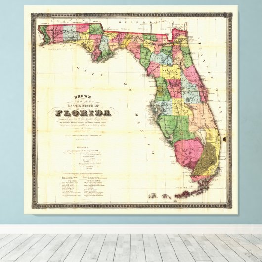 Toile Carte de Floride (1870) (Insitu (Plancher de Bois))