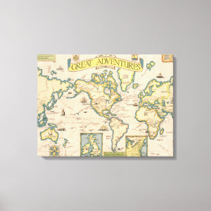 Toile Carte de grandes aventures