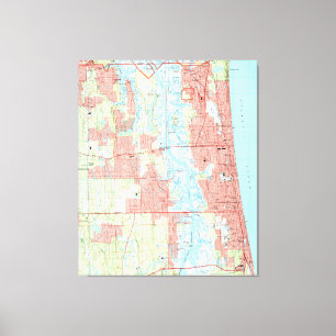 Toile Carte de Jacksonville Beach et Atlantic Beach Flor