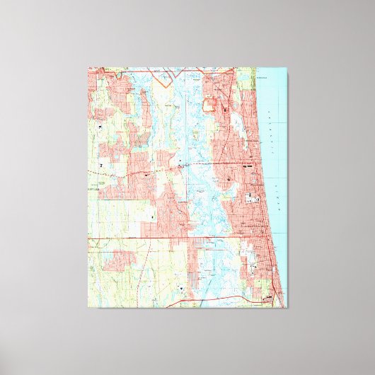 Toile Carte de Jacksonville Beach et Atlantic Beach Flor (Recto)