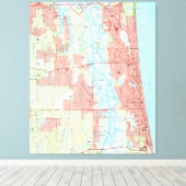 Toile Carte de Jacksonville Beach et Atlantic Beach Flor (Insitu (Plancher de Bois))