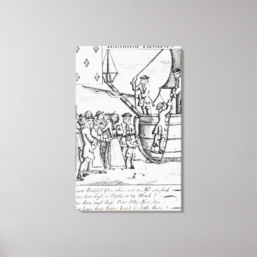 Toile Carte de jeu représentant les immigrants arrivant (Recto)