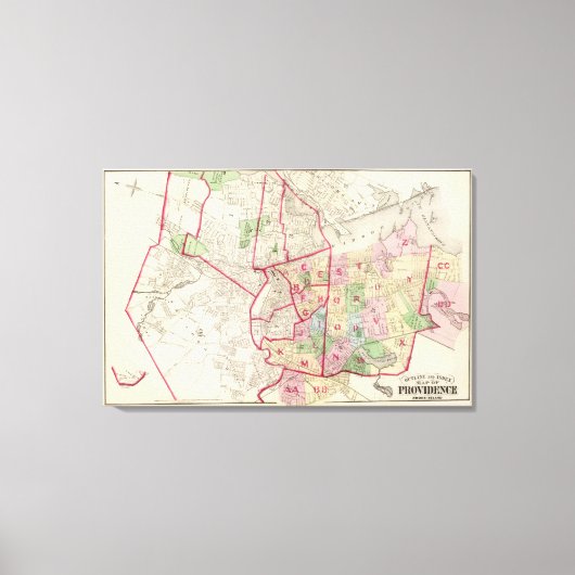 Toile Carte de Johnston Rhode Island (Recto)