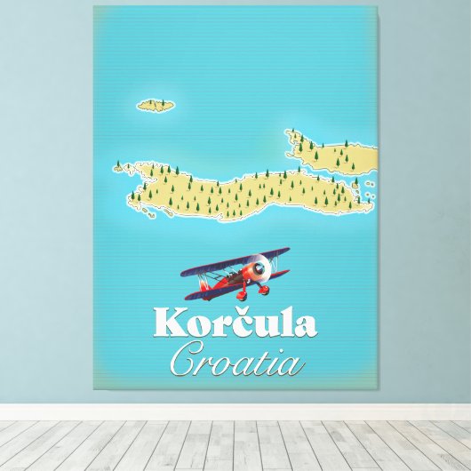 Toile Carte de Korčula Croatie (Insitu (Plancher de Bois))