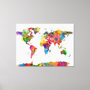 Toile Carte de la carte du monde aquarelle