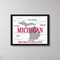 Carte de la fierté d'état du Michigan Silhouette