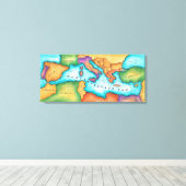 Toile Carte de la mer Méditerranée (Insitu (Plancher de Bois))