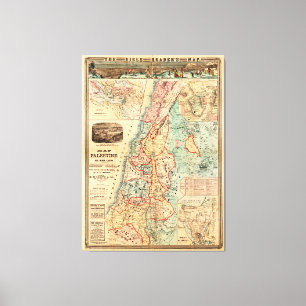 Toile Carte de la Palestine et de toutes les terres de l
