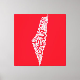 Toile Carte de la Palestine libre et drapeau du Canada (