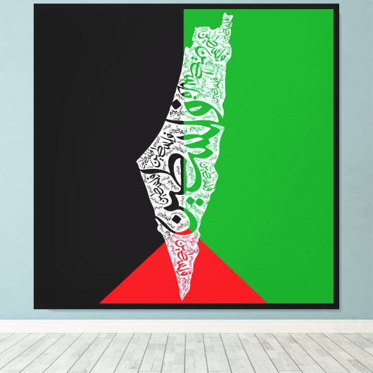 Toile Carte de la Palestine libre et drapeau du Canada ( (Insitu (Plancher de Bois))