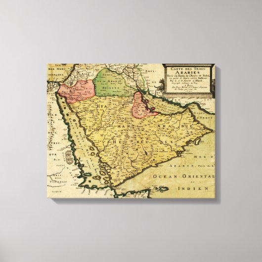 Toile Carte de la péninsule arabe du Moyen-Orient (Recto)