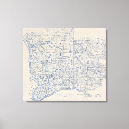 Toile Carte de la route cyclable du Wisconsin (Recto)