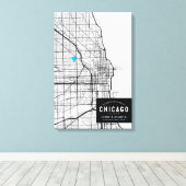 Toile Carte de la ville de Chicago + Marquer votre empla (Insitu (Plancher de Bois))
