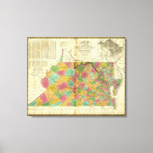 Toile Carte de la Virginie et du Maryland