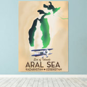 Toile Carte de l'affiche Aral Sea Travel (Insitu (Plancher de Bois))