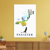 Toile Carte de l'affiche de voyage au Pakistan (Insitu(Salon))