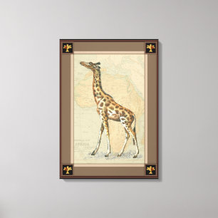 Toile Carte de l'Afrique et une girafe
