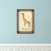 Toile Carte de l'Afrique et une girafe (Insitu (Plancher de Bois))